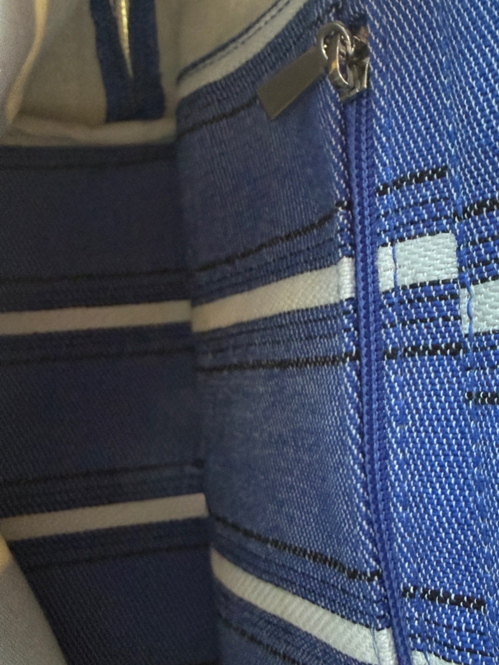 Longchamp Le Roseau Blue and White Striped Bucket Bag - Picture 7 of 10